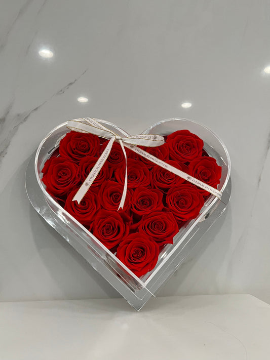 ACRYLIC HEART ROSE BOX