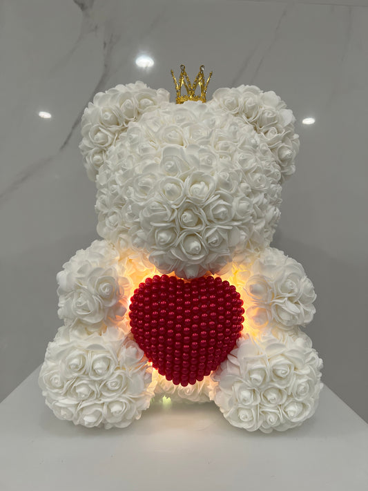 Glowing Heart Rose Bear